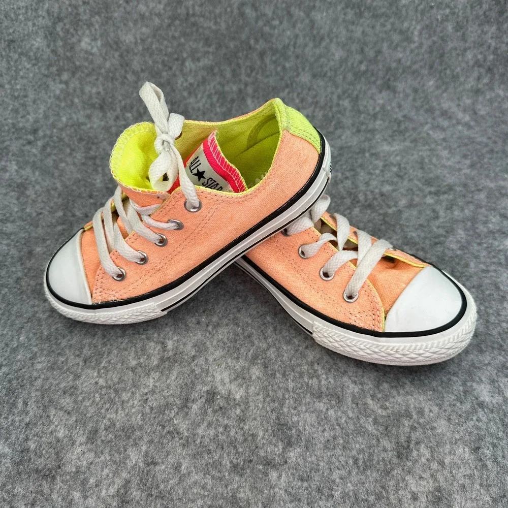 Converse Chuck Taylor All Star Junior 12 Neon Orange Yellow Low Top 637348F